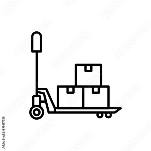 Hand pallet jack icon Black line art vector logo