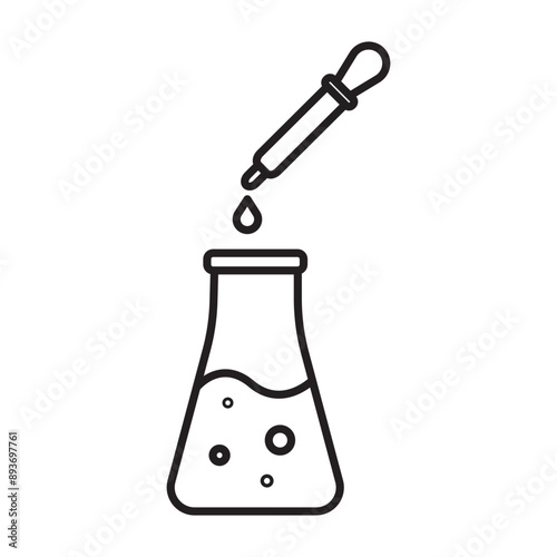 Laboratory test icon Black line art vector logo