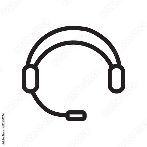 Helpdesk Headphone icon Black line art vector logo