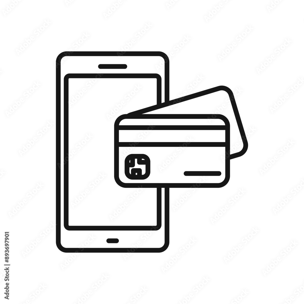 mobile payment icon Black line art vector logo mobile payment icon Black line art vector logo
