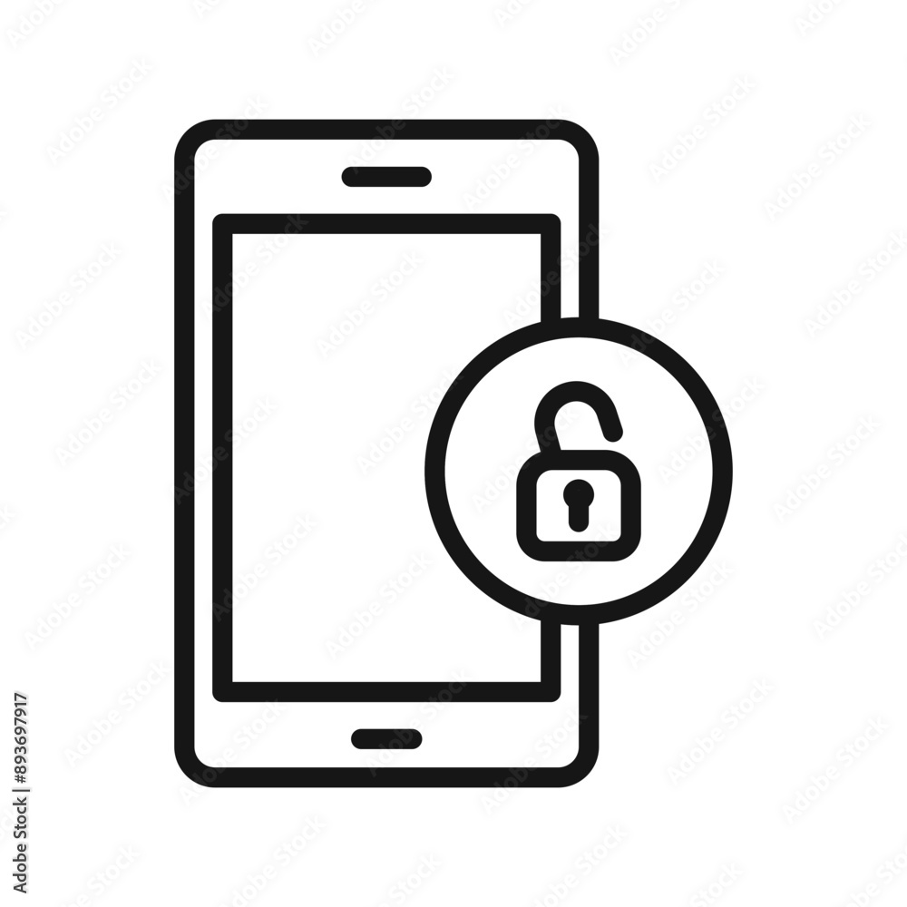 Mobile Unlock icon Black line art vector logo Mobile Unlock icon Black line art vector logo