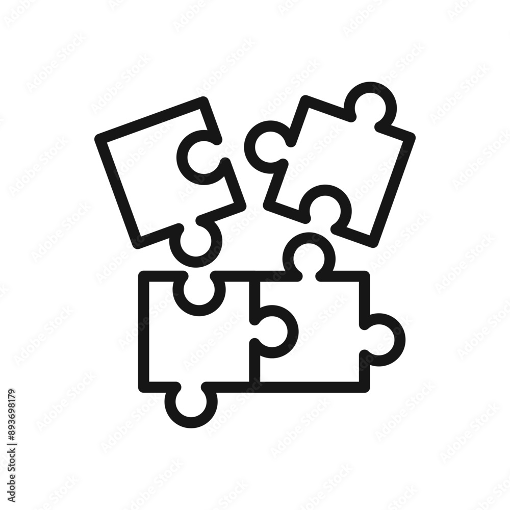 Puzzle icon Black line art vector logo Puzzle icon Black line art vector logo