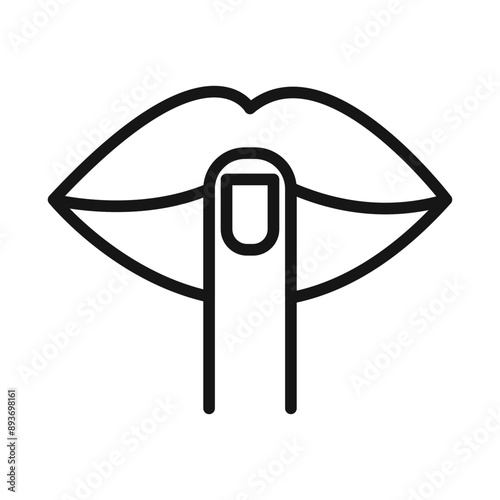 Please do quite pssst icon Black line art vector logo