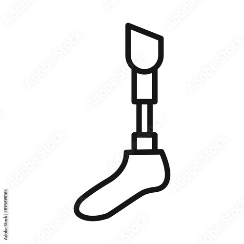 Prosthetic leg icon Black line art vector logo