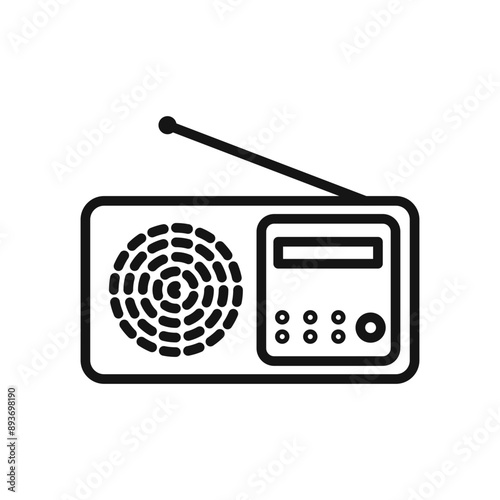 radio icon Black line art vector logo
