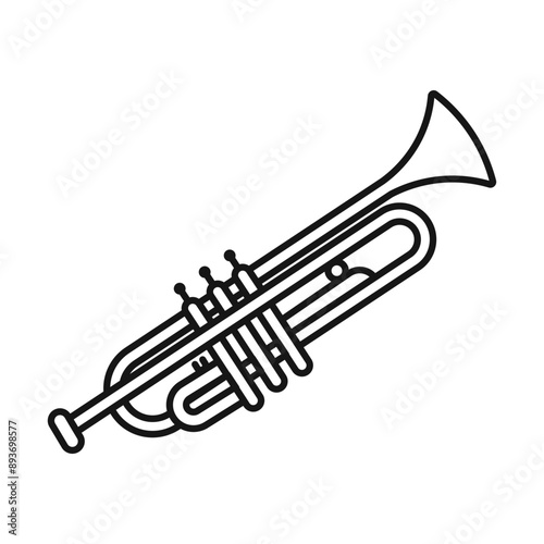 Trumpet icon Black line art vector logo