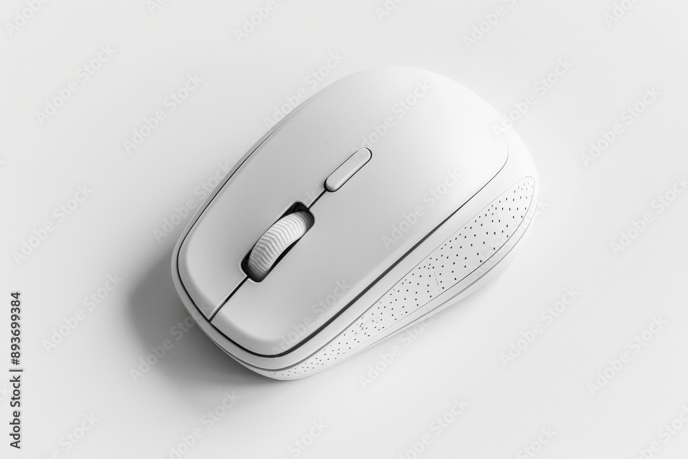 Top view of white wireless mouse on white background isolated Top view of white wireless mouse on white background isolated