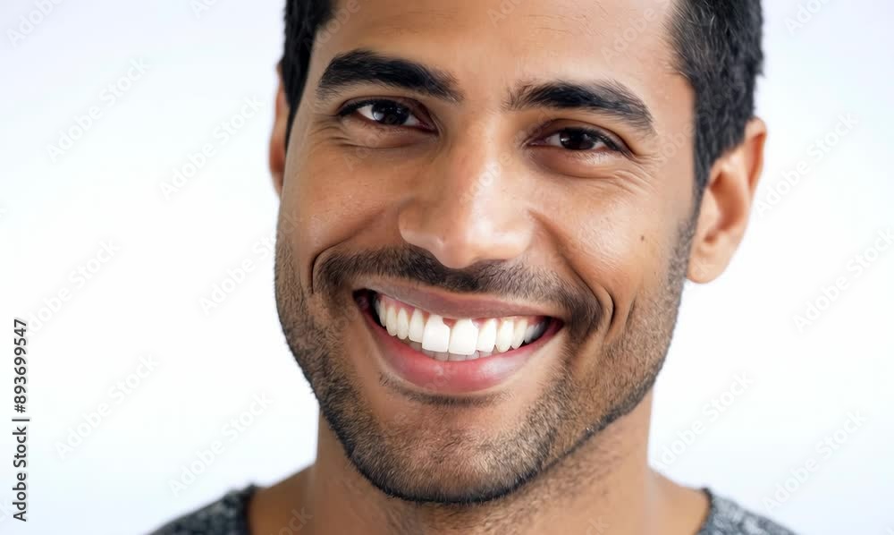 Portrait of a smiling arabian man standing over white background