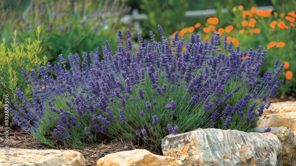 Fototapeta premium Blooming Lavandula stoechas French Spanish and Topped Lavender
