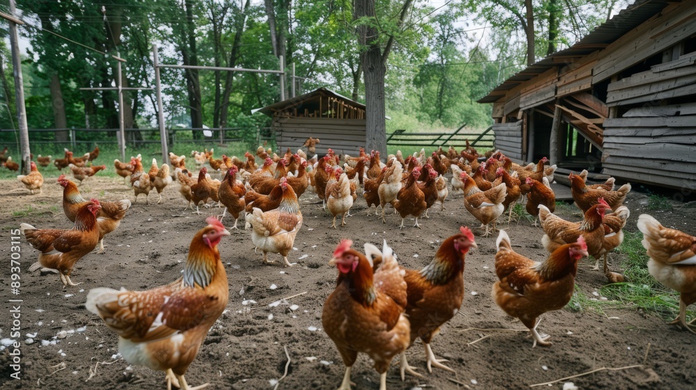 Fototapeta premium Chickens at the poultry farm.