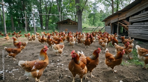 Chickens at the poultry farm. photo