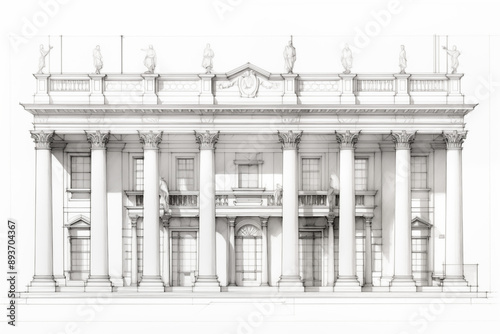 architectural sketch of classical colonnade facade photo