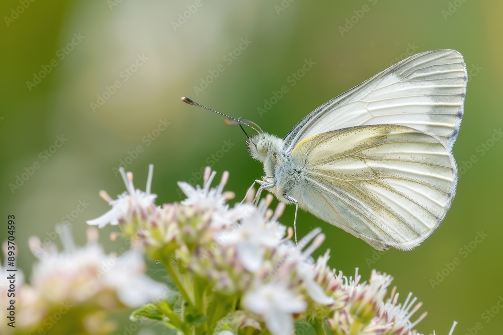 A detailed close-up of a butterfly perched on a flower, with its wings spread open A detailed close-up of a butterfly perched on a flower, with its wings spread open