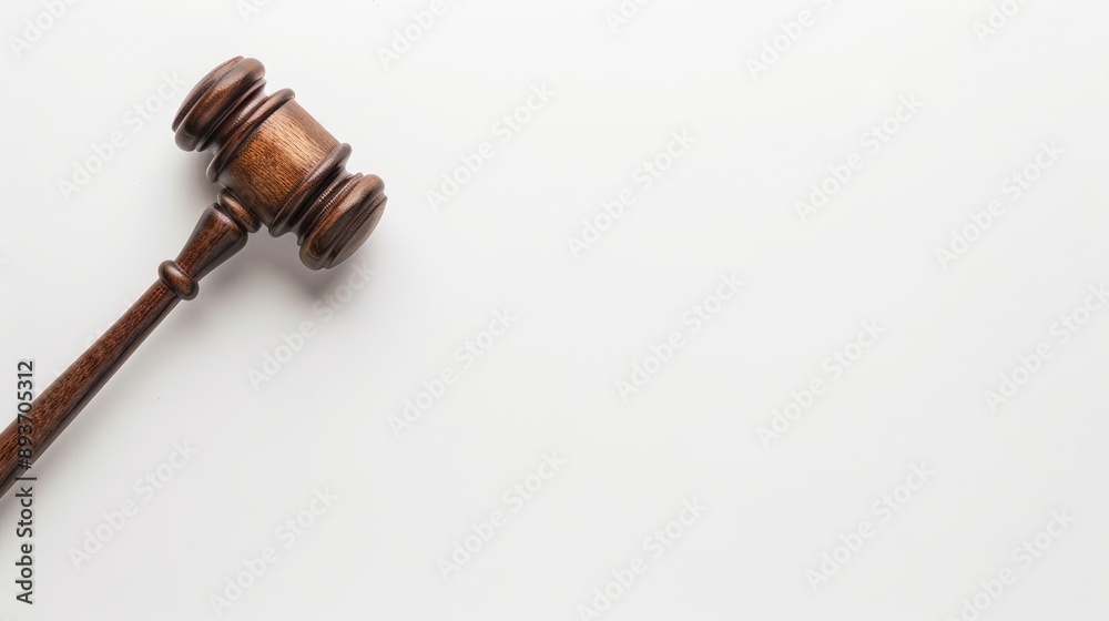 Wooden judge s gavel on white background legal concept from above Wooden judge s gavel on white background legal concept from above