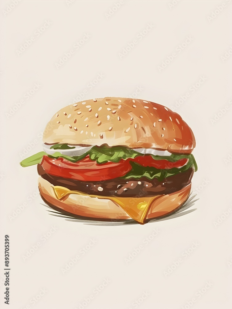 Appetizing Hamburger on Plain White Background Appetizing Hamburger on Plain White Background