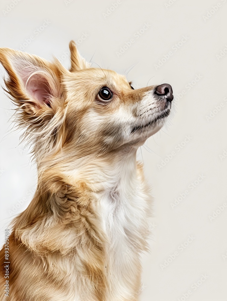Attentive Dog Posing Against Plain White Background Attentive Dog Posing Against Plain White Background