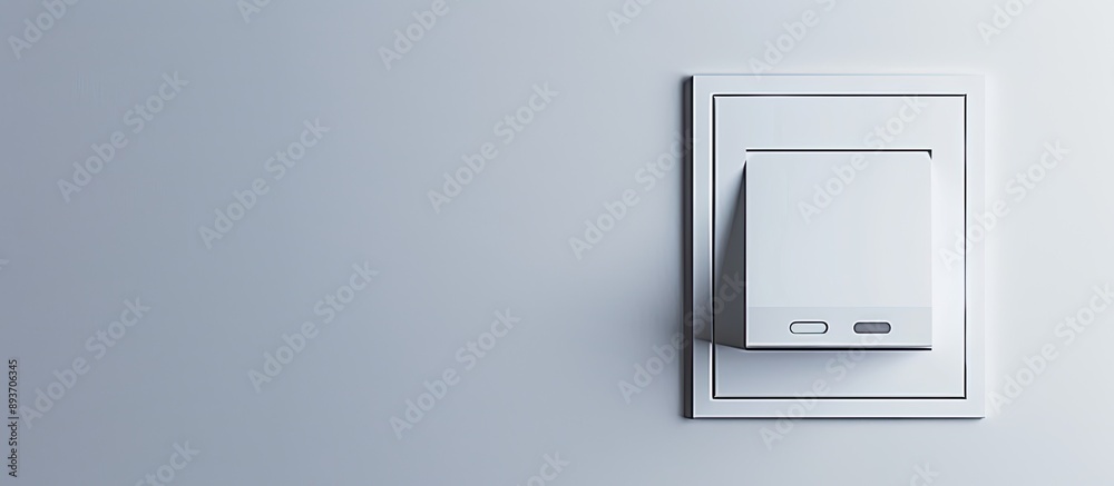Single-key light switches operate with a white background with a switch button that can be turned on or off. It functions as the principle of operation for switches with a single key on copy space