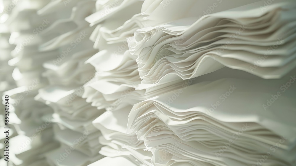 Spread stack of white paper