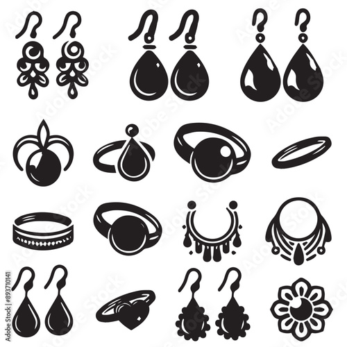 set of earrings icon illustration on a white backgraound.eps 10.