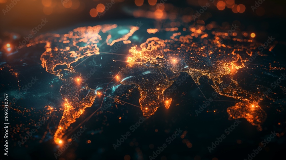 World map network, digital communication concept World map network, digital communication concept