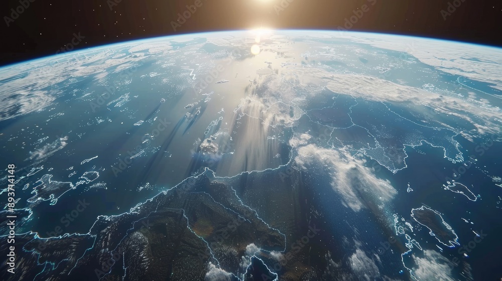 Planet earth with realistic geography surface and orbital 3D cloud atmosphere. Planet earth with realistic geography surface and orbital 3D cloud atmosphere.