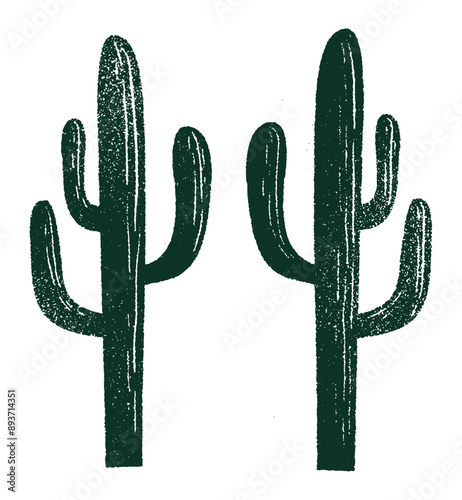 Cartoon style illustration of a cactus tree silhouette. Isolated on white background.
