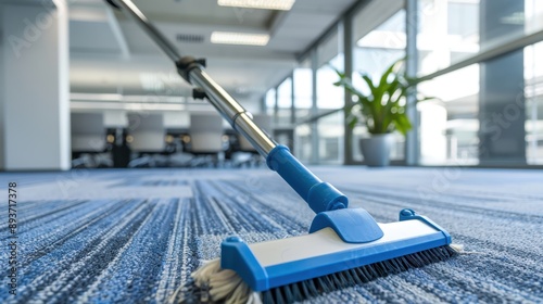 Wallpaper Mural Office carpet cleaning with vacuum cleaner, maintaining cleanliness in a professional workspace. Bright and modern office environment. Torontodigital.ca