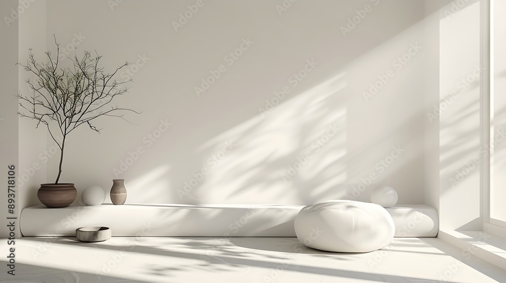 Sunlight and Shadow Play on a White Wall Sunlight and Shadow Play on a White Wall