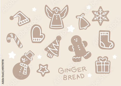 Christmas gingerbread cookies Illustration photo