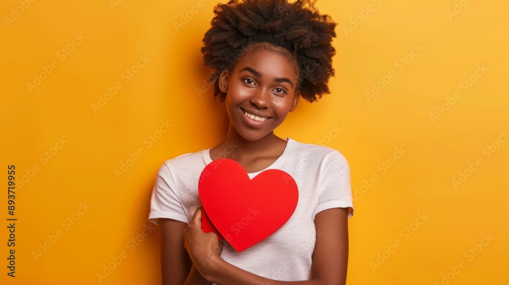 beautiful brunette woman holding a red heart beautiful brunette woman holding a red heart