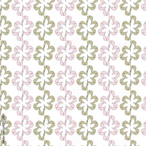 Pattern con fiori stilizzati rosa e oro