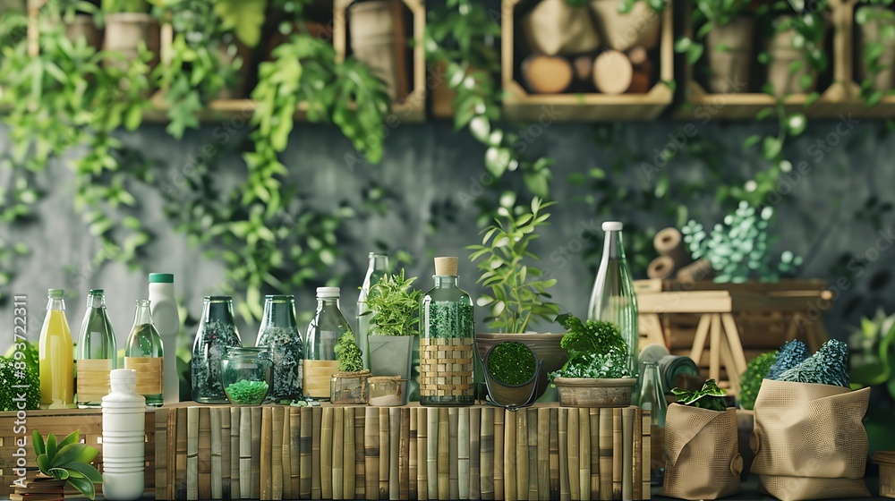 Eco-Friendly Packaging with Green Background