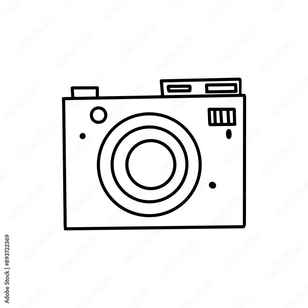 Doodle camera, shooting equipment.  Sketch icon, vector illustration in doodle style. Isolate on a white background.