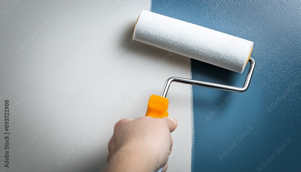 Obraz premium closeup painting a wall with roller