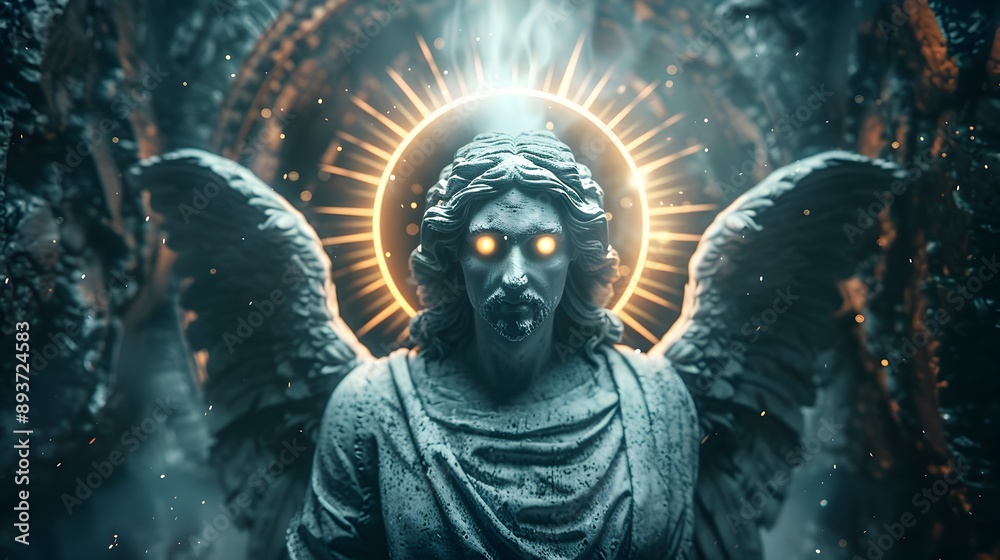 Angel with glowing eyes and halo. Angel with glowing eyes and halo.