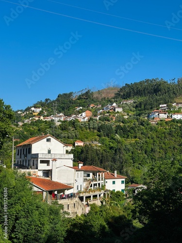 Beautiful mountain landscape in sunny weather on the outskirts of the Portuguese city of Coimbra