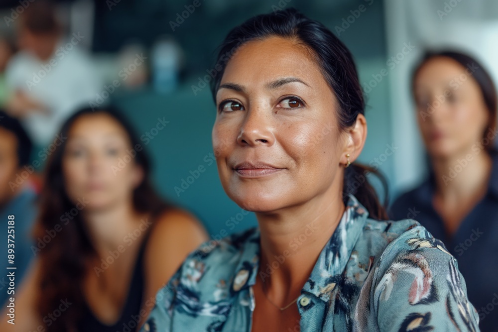 middle age Asian woman at class room studying at language school, idea for adult education concept middle age Asian woman at class room studying at language school, idea for adult education concept