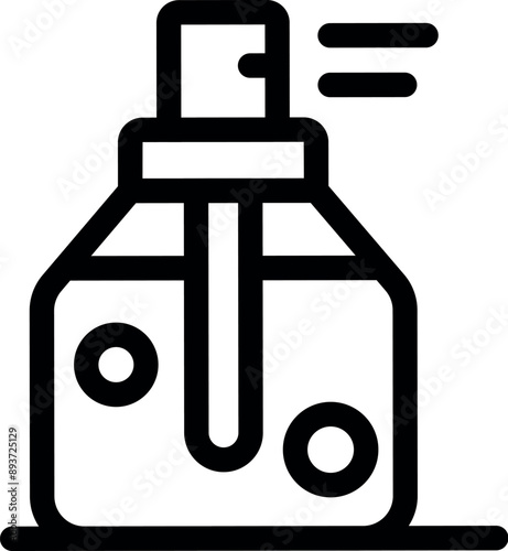 Minimalist line art illustration of a perfume bottle spraying fragrance, representing beauty, elegance, and the art of perfumery
