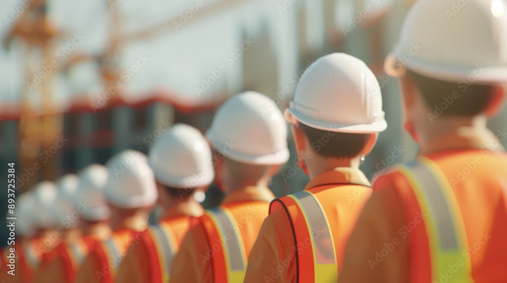 custom made wallpaper toronto digitalTeam of Construction Workers Ready for Work at Active Site with Cranes and Scaffolding