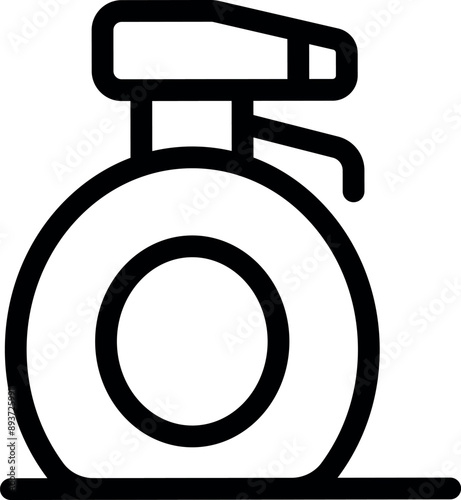 Simple black and white line art depicting a spray bottle for cleaning products, ideal for projects related to hygiene and sanitation