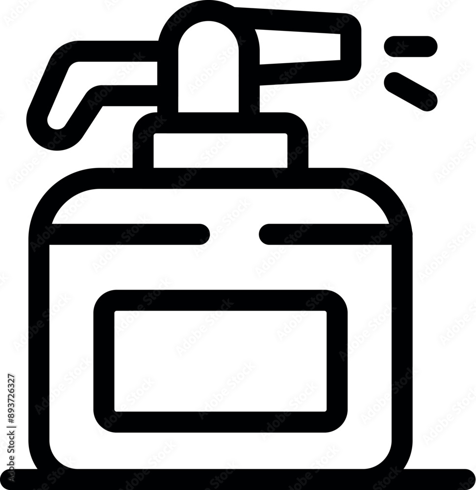 Black outline icon of a spray bottle, commonly used for cleaning and disinfecting Black outline icon of a spray bottle, commonly used for cleaning and disinfecting