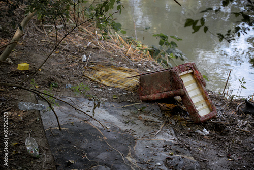 Rubbish left in a forest