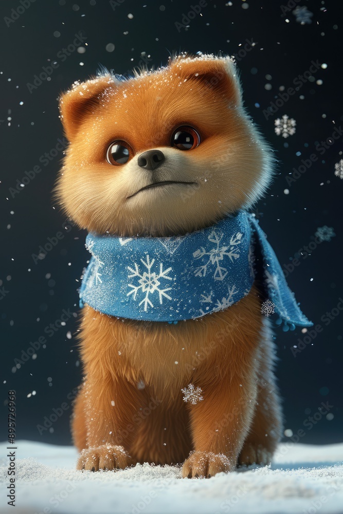 Obraz premium Pomeranian Puppy in the Snow