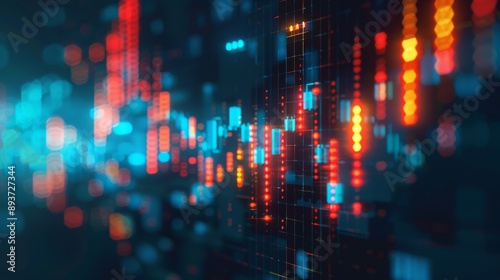 Wallpaper Mural Futuristic financial stock chart showcasing rising data trajectories and trends on a digital display. Torontodigital.ca