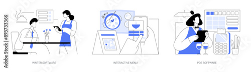 Restaurant software isolated cartoon vector illustrations se