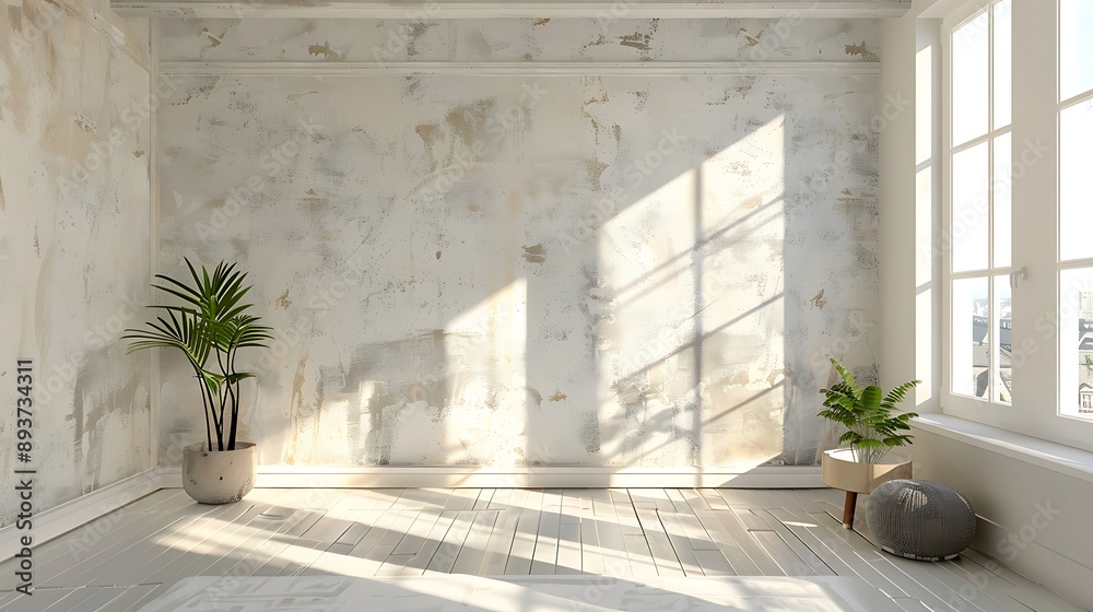 Sunlight Streaming Through Window in a Minimalist Room Sunlight Streaming Through Window in a Minimalist Room