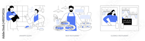 Restaurant routine isolated cartoon vector illustrations se