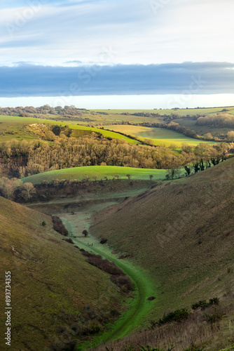 Dried up river bed in chalk hills
