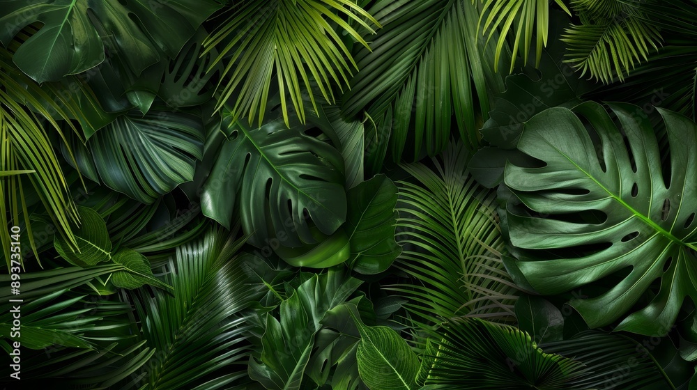 Tropical Lush Greenery A Close-Up of Lush Green Leaves,  Nature , Leaves , Tropical , Background