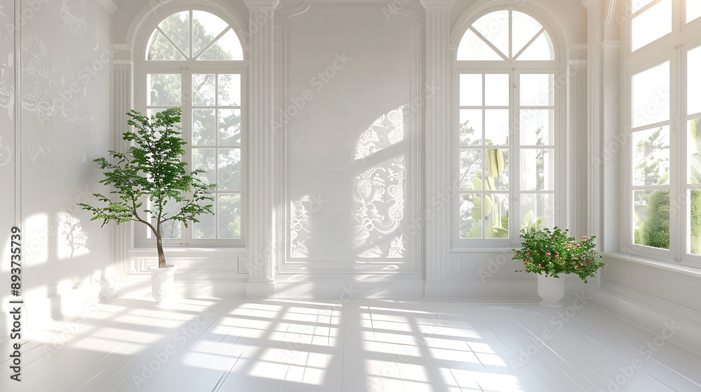 Sunlight Streaming Through a Large Window in an Elegant Room Sunlight Streaming Through a Large Window in an Elegant Room